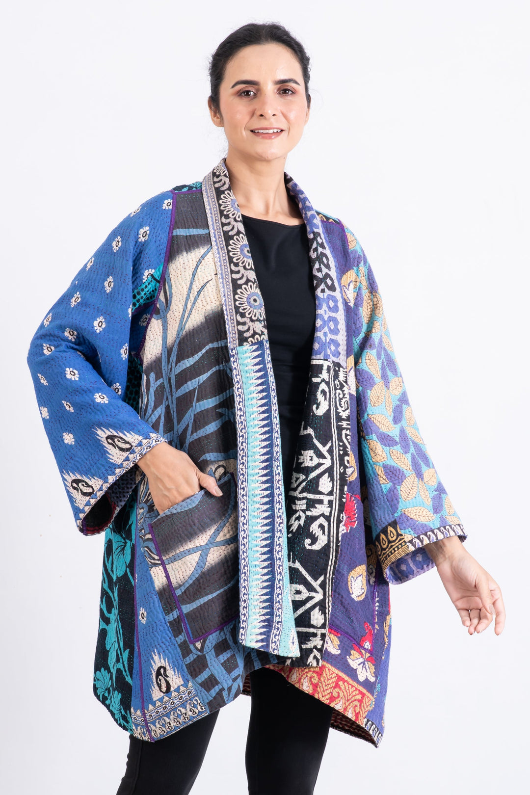 PUZZLE KANTHA A-LINE JKT - pz4003-blu -