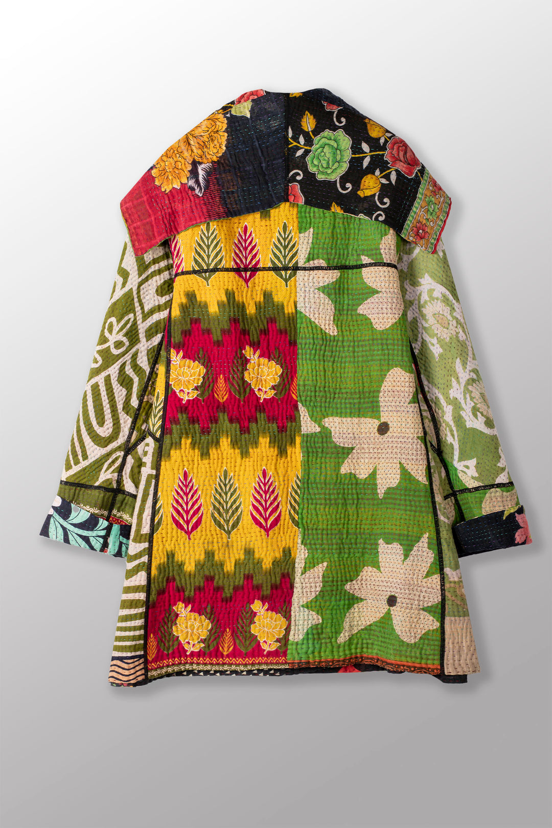 PUZZLE KANTHA A-LINE COAT P - pz4336-grn -