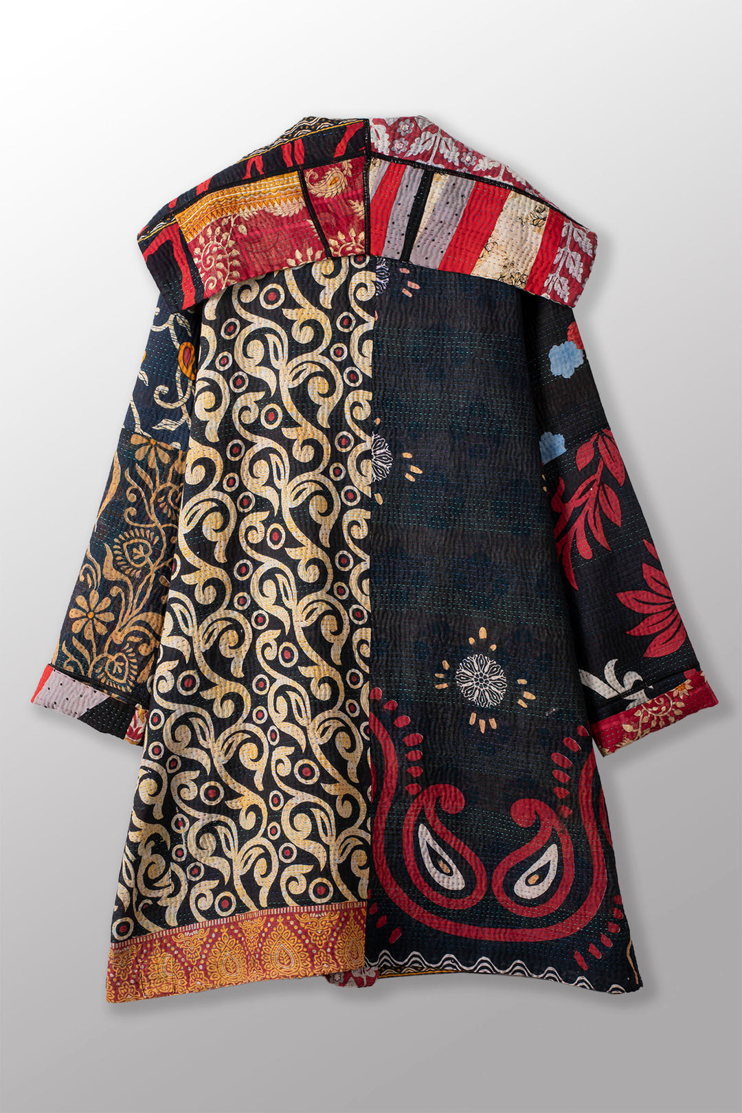 PUZZLE KANTHA POCKET MEDIUM COAT - pz4316-red -