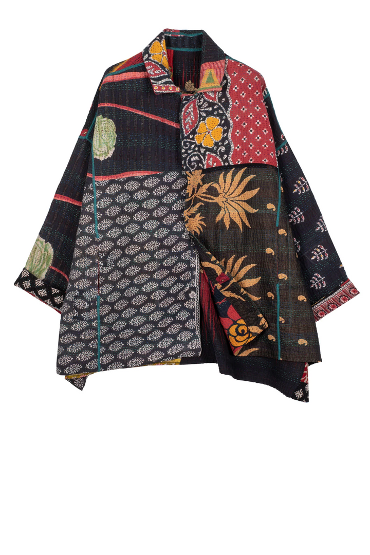 PUZZLE KANTHA/ OVERSIZED MINI COAT - pz4332-red -