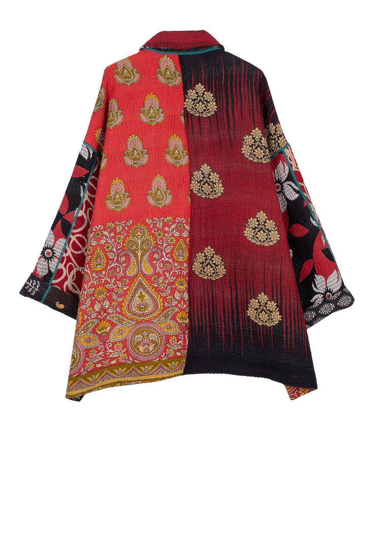 PUZZLE KANTHA/ OVERSIZED MINI COAT - pz4332-red -