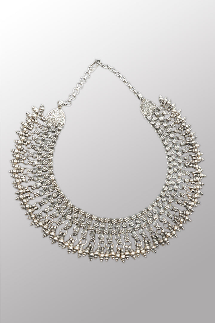 RAJASTHANI SILVER NECKLACE - rs0728-slv -