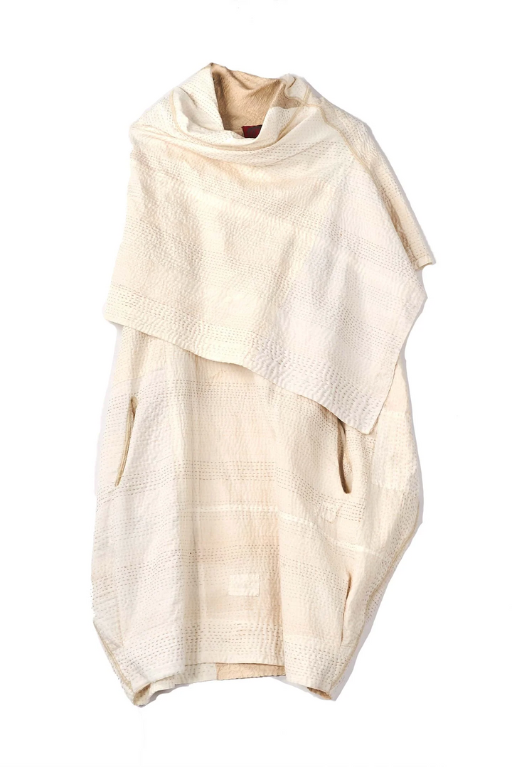 JAIPUR WHITE KANTHA COWL NECK TUNIC - jw2523-ivy -