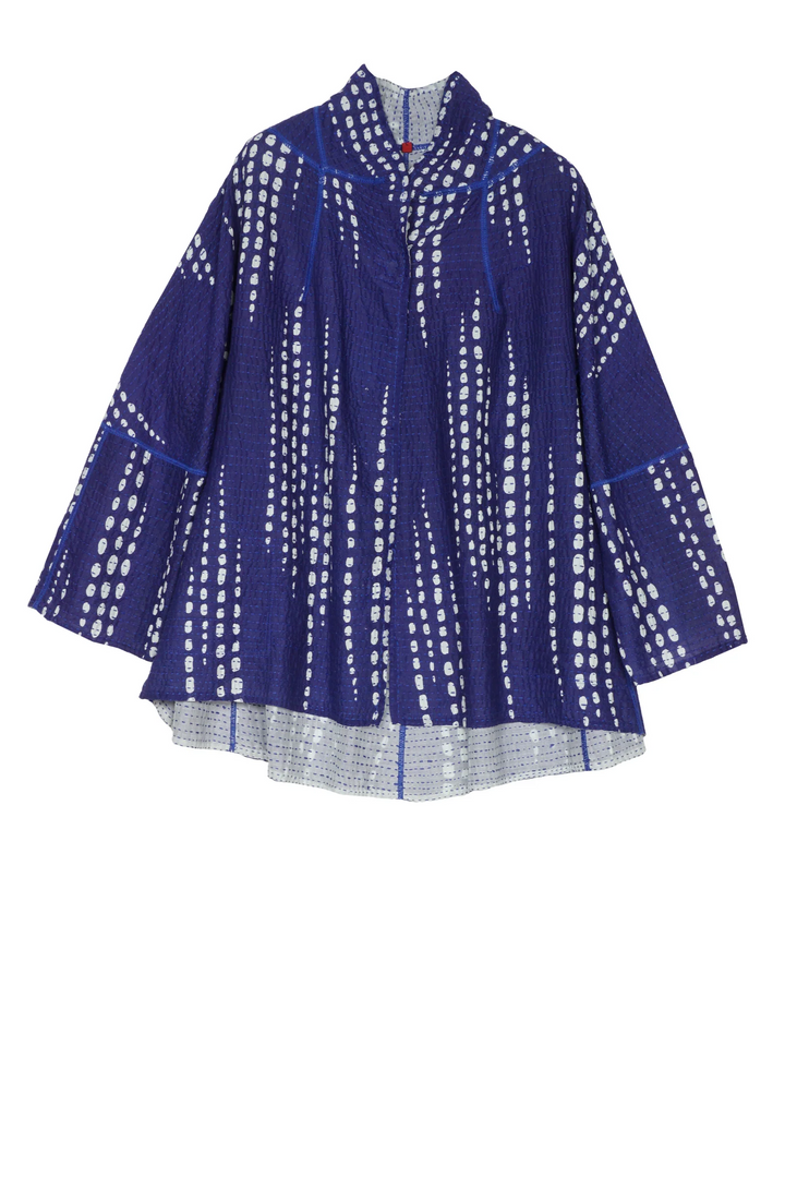 SHIBORI DROP BBK KANTHA FLARE SHORT JKT - sd2011-blu -