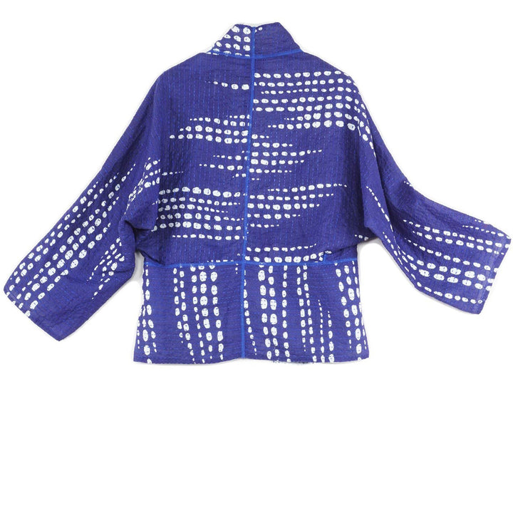 SHIBORI DROP BBK KANTHA DOLMAN SHORT JKT - sd2015-blu -