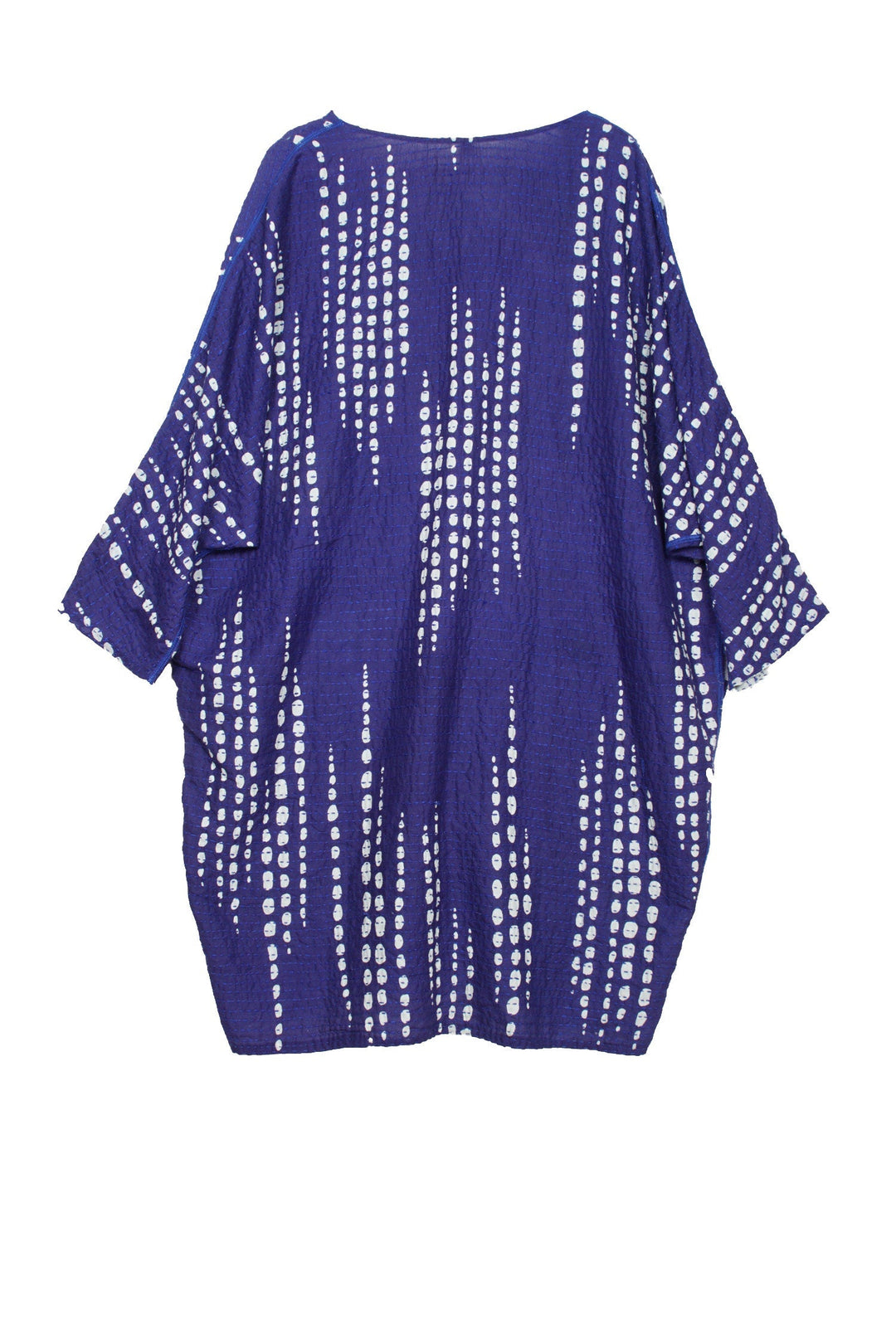 SHIBORI DROP BBK KANTHA DOLMAN SLV. DRESS - sd2410-blu -