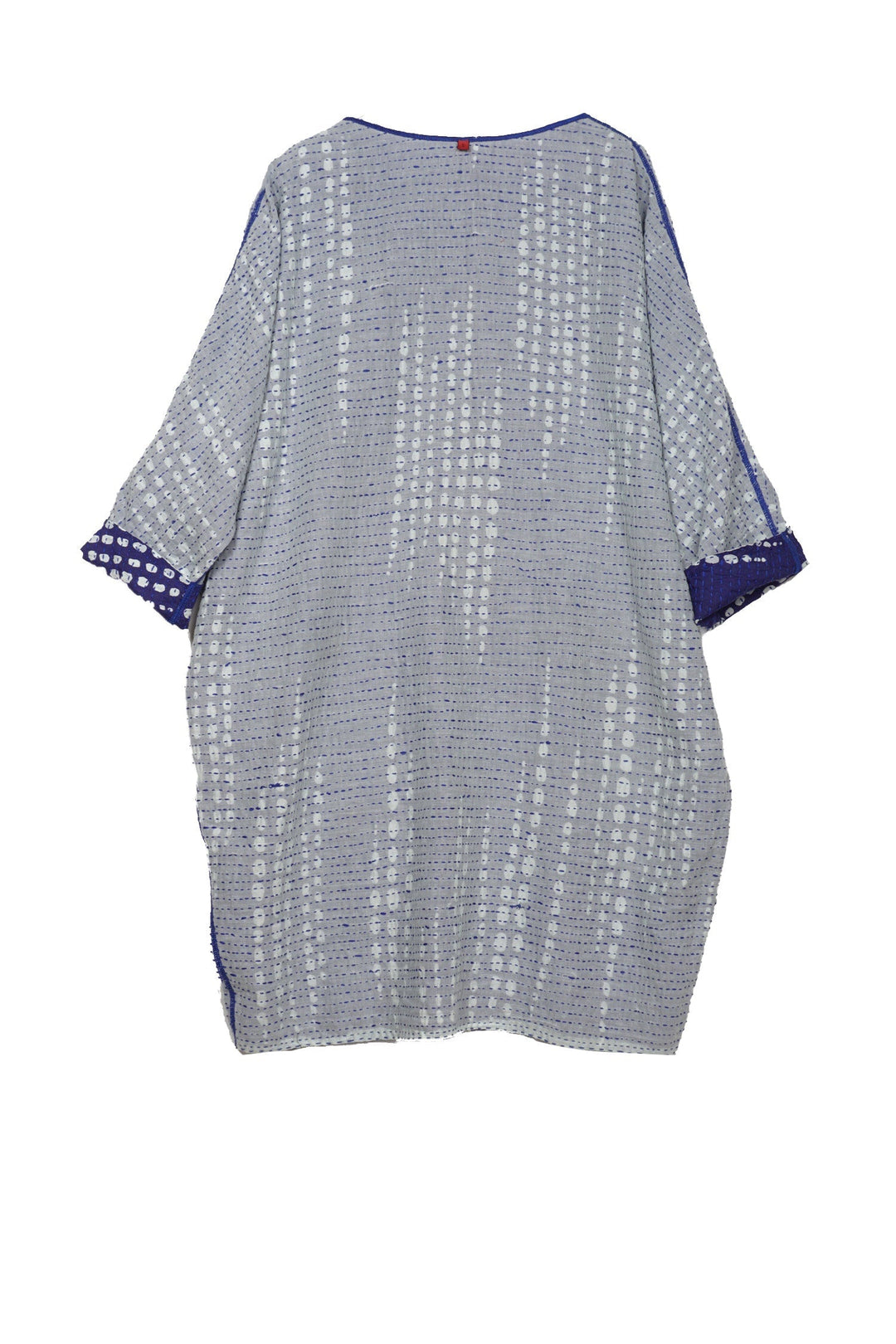 SHIBORI DROP BBK KANTHA DOLMAN SLV. DRESS - sd2410-blu -