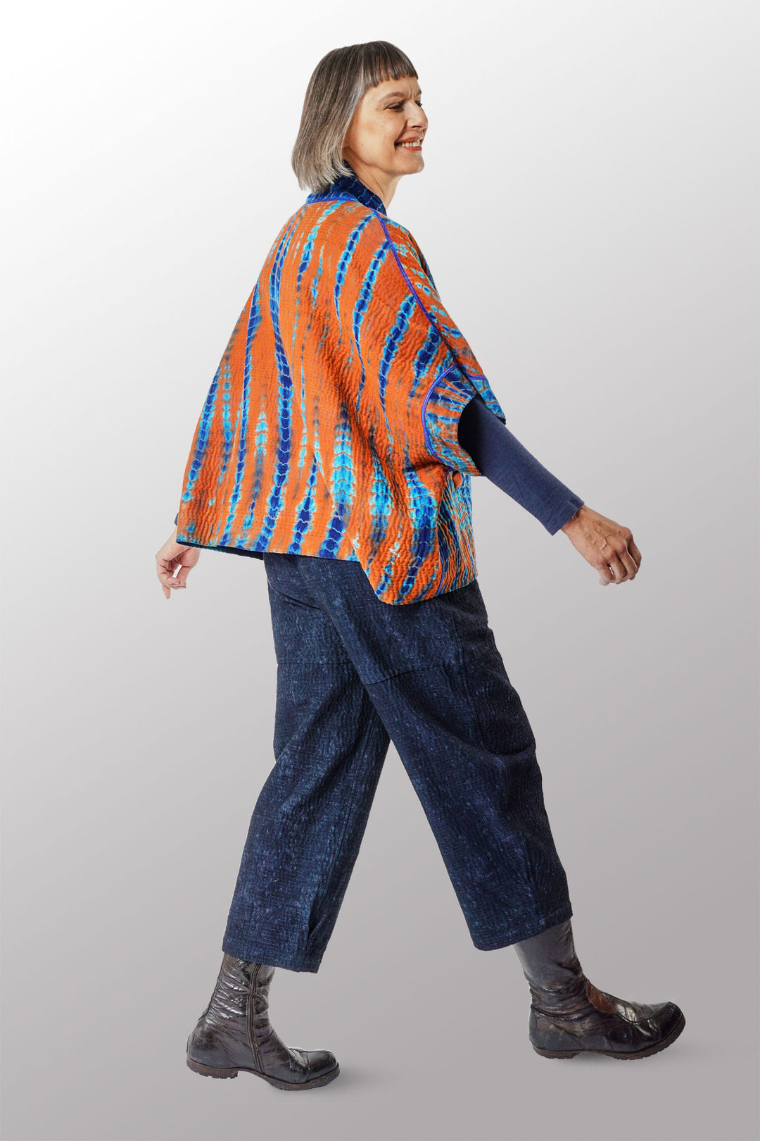 SERPENT SHIBORI TIE DYE MINI PONCHO - se4060-org -