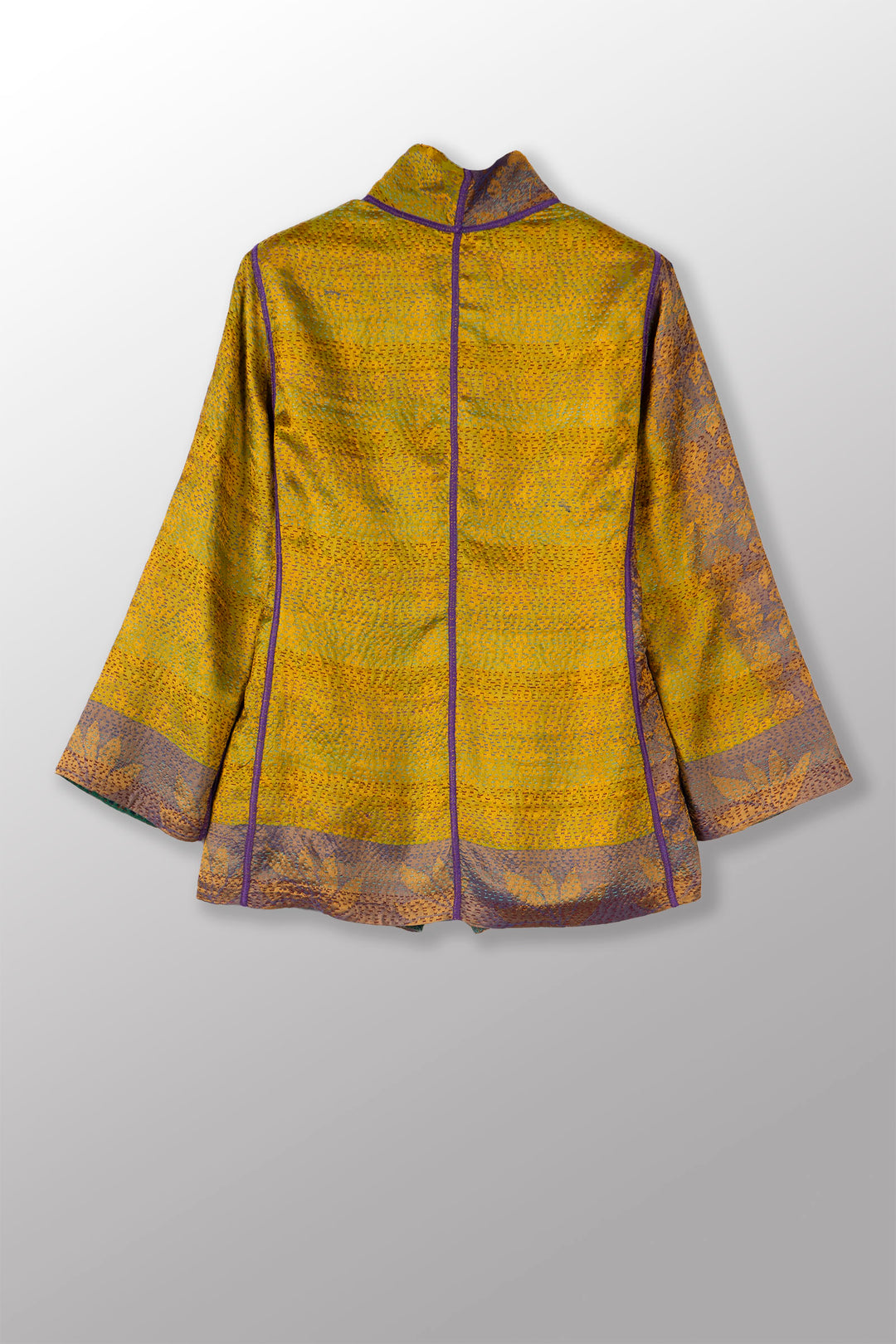 VINTAGE SILK GEORGETTE KANTHA SHORT JACKET - sg2007-0004s -