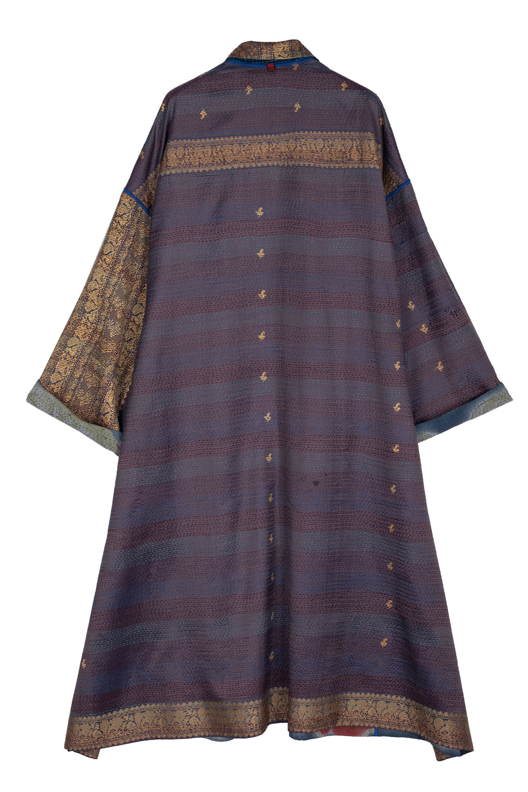 VINTAGE SILK GEORGETTE KANTHA OVERSIZED COAT - sg2326-0002a -