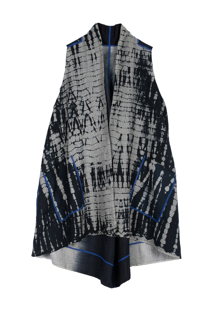 SERPENT PRINT KANTHA A-LINE VEST - sp2203-blk -