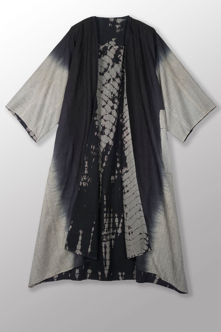 SERPENT PRINT KANTHA KIMONO MAXI - sp2318-blk -