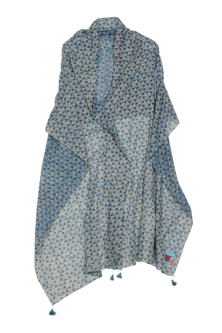 SMALL TILE PRINT KANTHA SHAWL MEDIUM - st1802-gry -