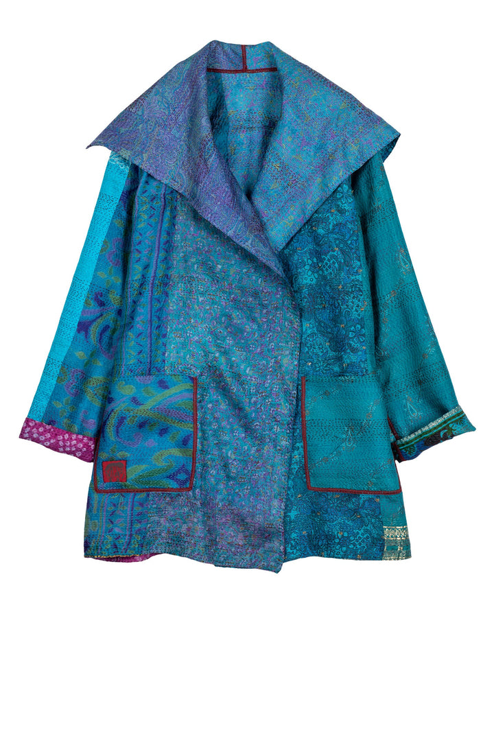 VINTAGE SILK KANTHA POCKET JKT - sv2002-0056a -