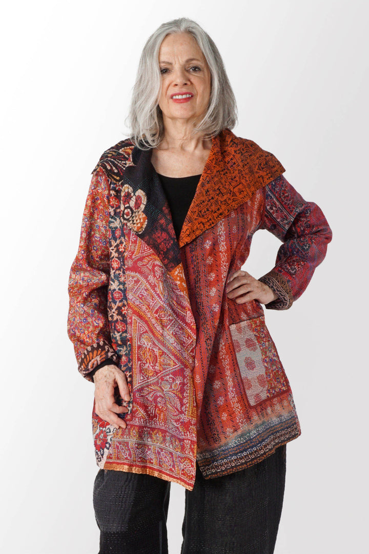 VINTAGE SILK KANTHA POCKET JKT - sv2002-0059a -