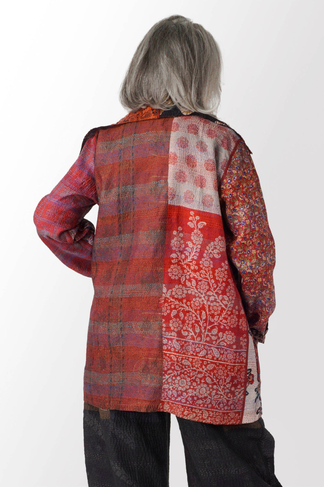 VINTAGE SILK KANTHA POCKET JKT - sv2002-0059a -