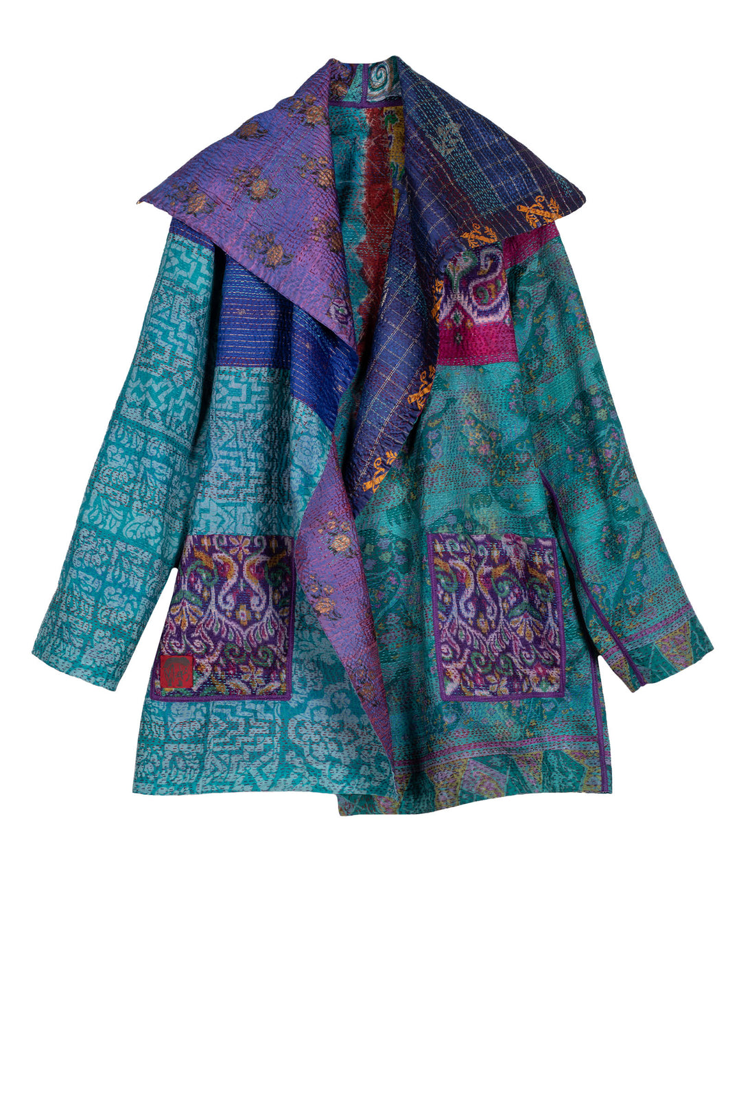 VINTAGE SILK KANTHA POCKET JKT - sv2002-0061a -