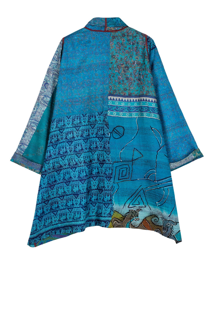 VINTAGE SILK KANTHA A-LINE JKT - sv2003-0357w -