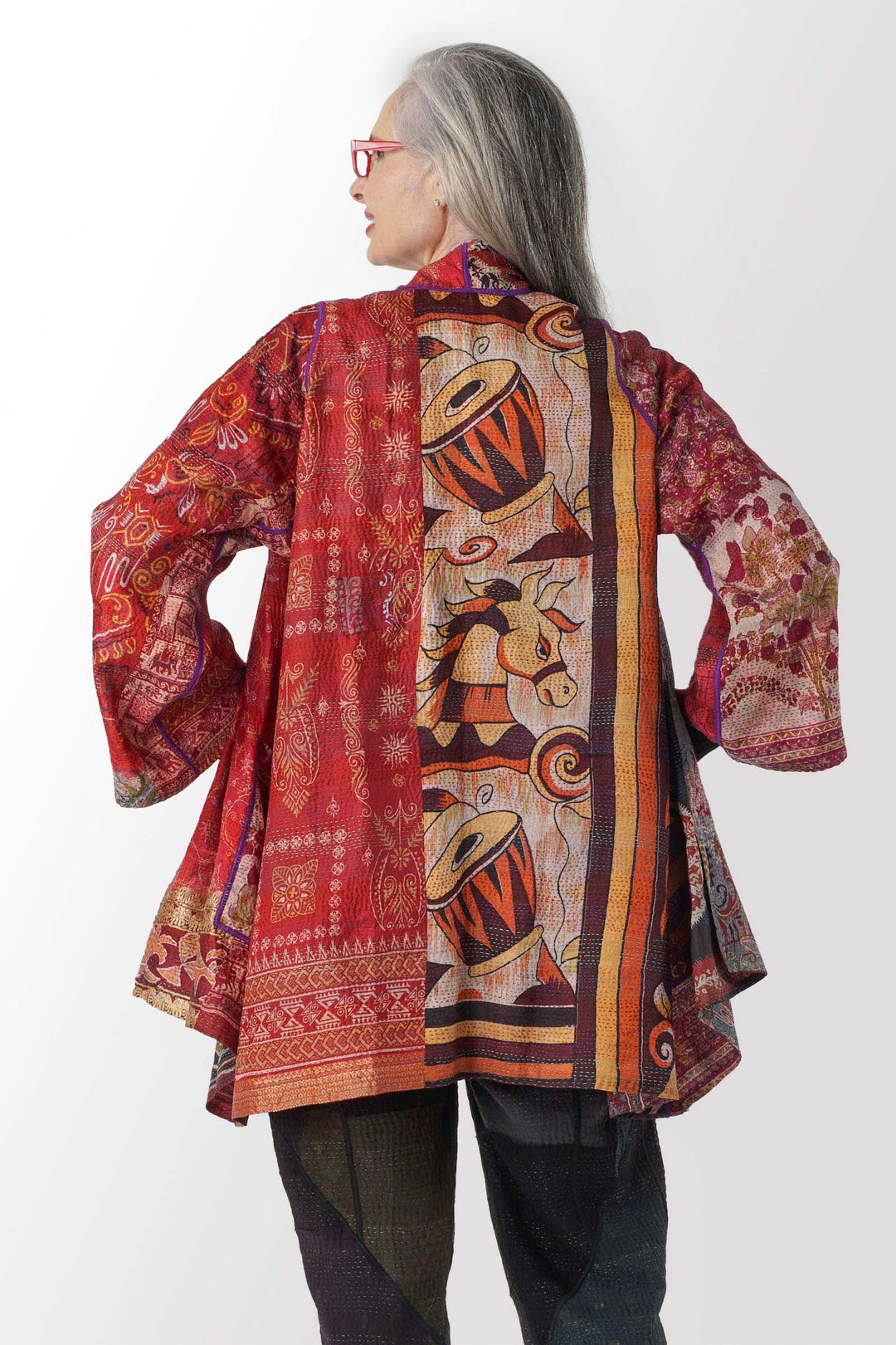 VINTAGE SILK KANTHA A-LINE JKT - sv2003-0359a -