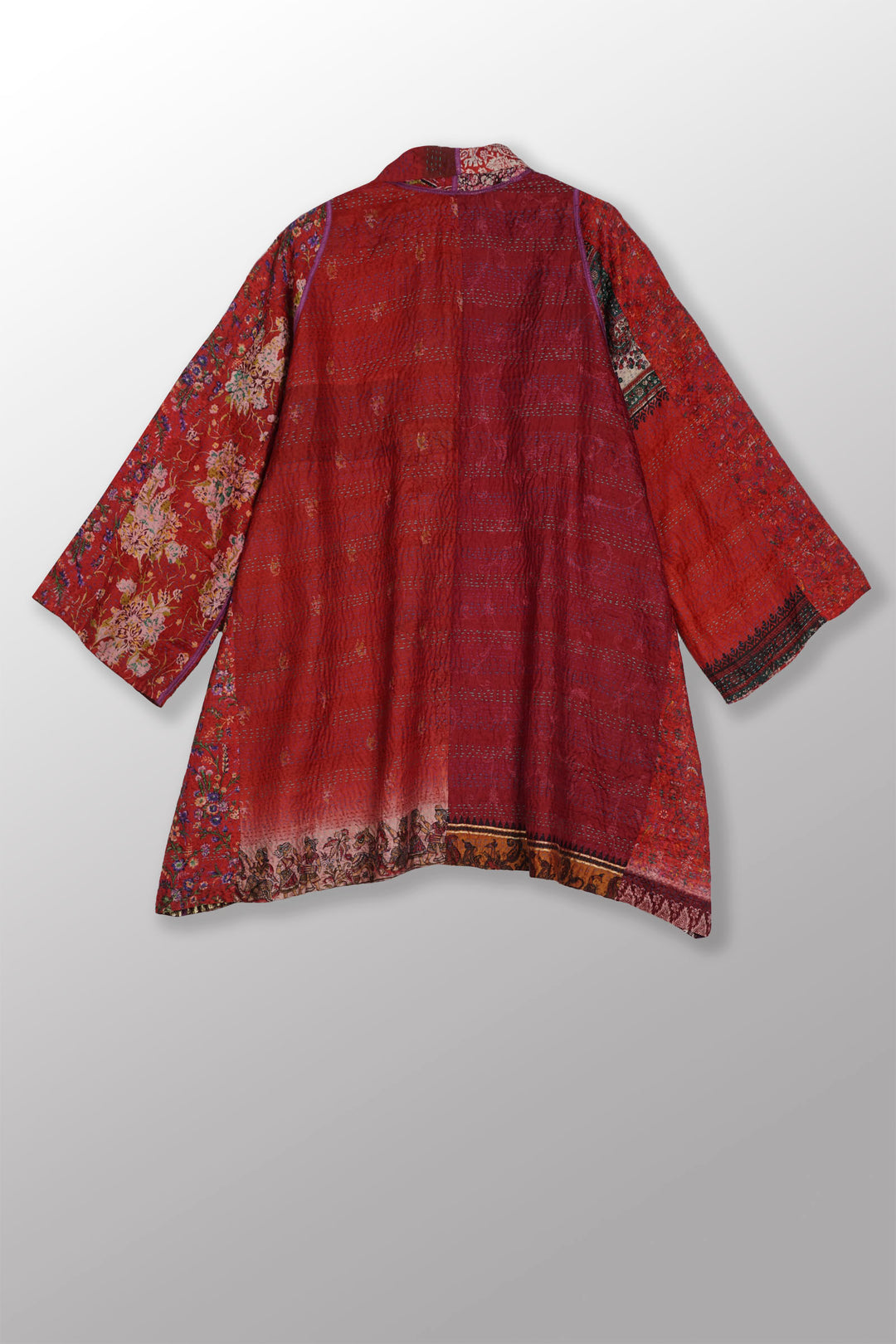 VINTAGE SILK KANTHA A-LINE JKT - sv2003-0371a -