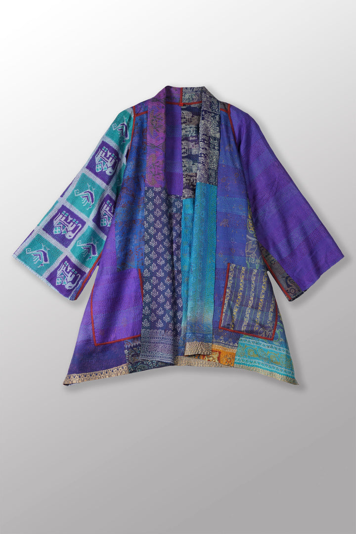 VINTAGE SILK KANTHA A-LINE JKT - sv2003-0373a -