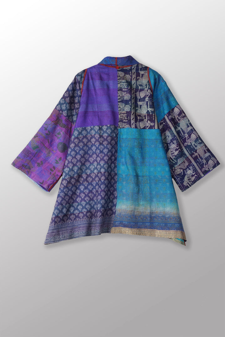 VINTAGE SILK KANTHA A-LINE JKT - sv2003-0373a -