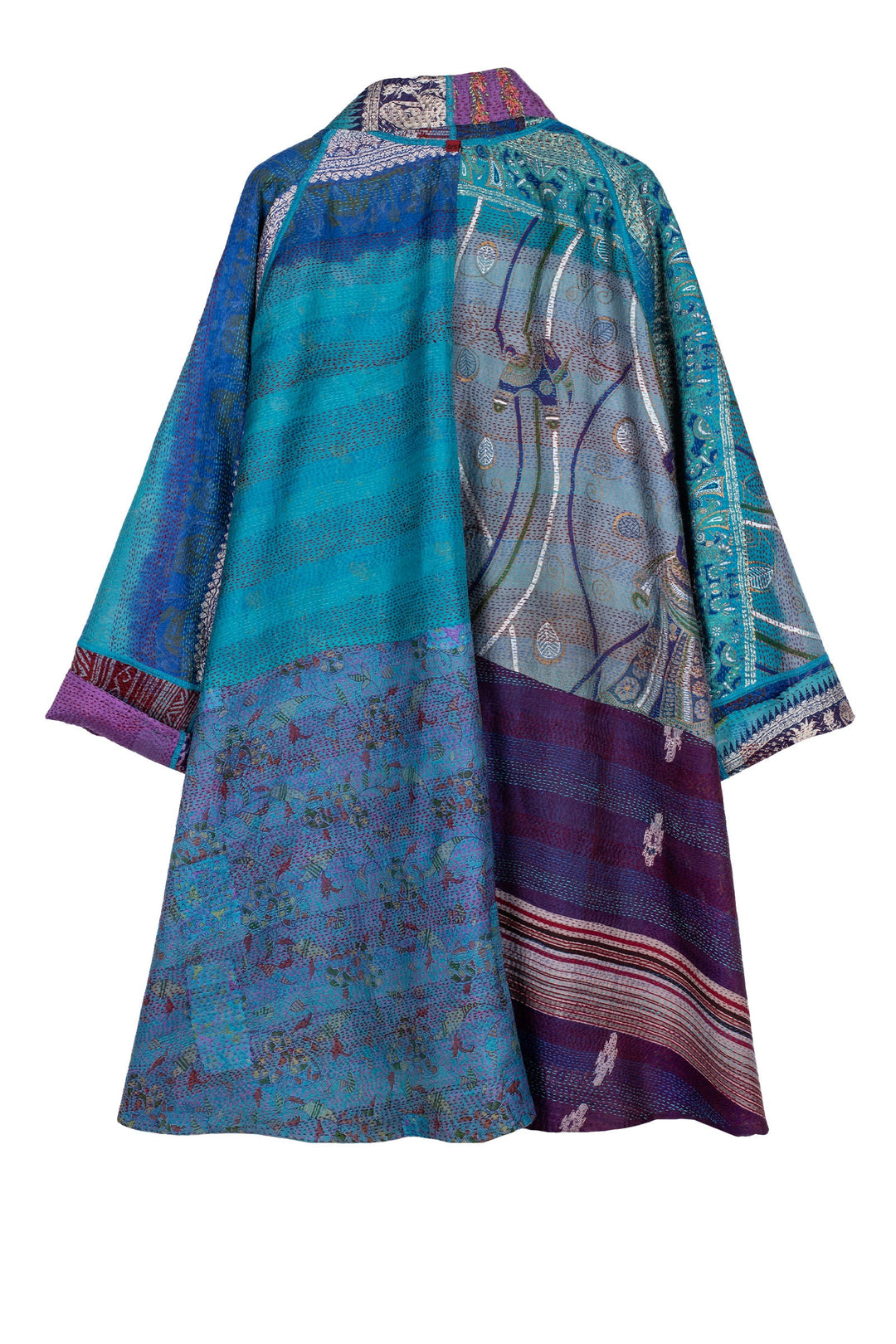 VINTAGE SILK KANTHA KIMONO LONG JKT - sv2005-0074a -