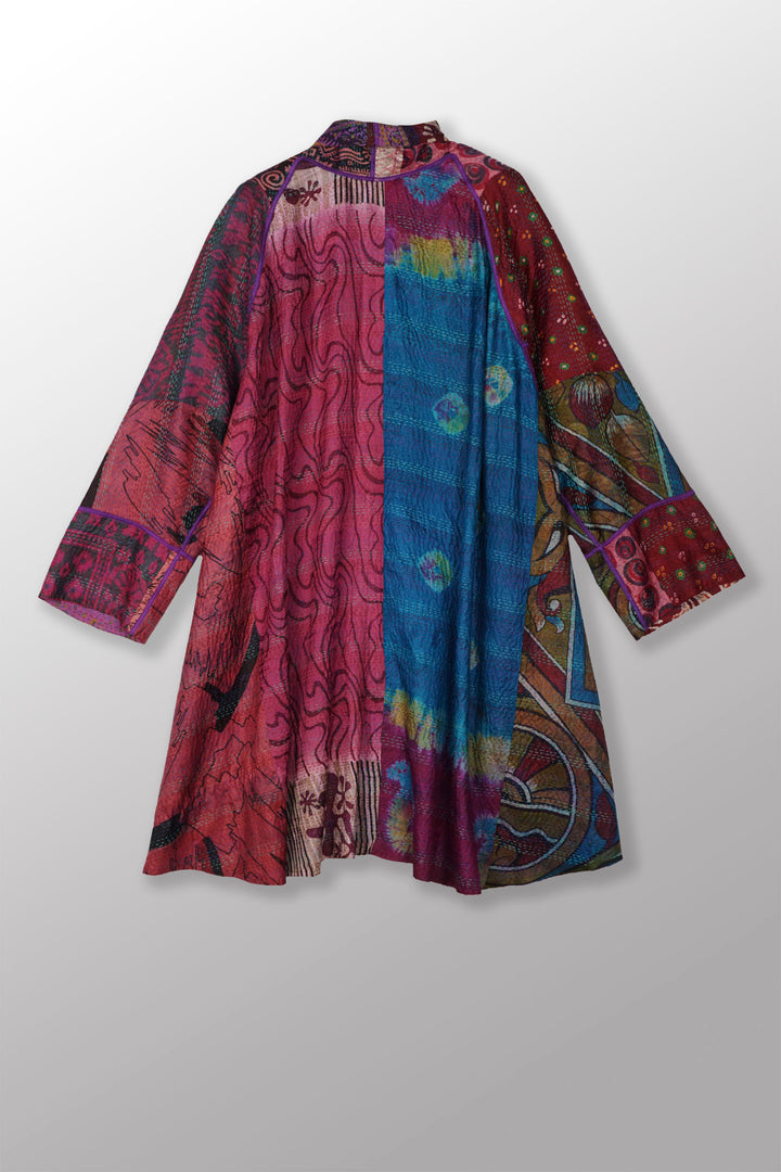 VINTAGE SILK KANTHA KIMONO LONG JKT - sv2005-0077a -