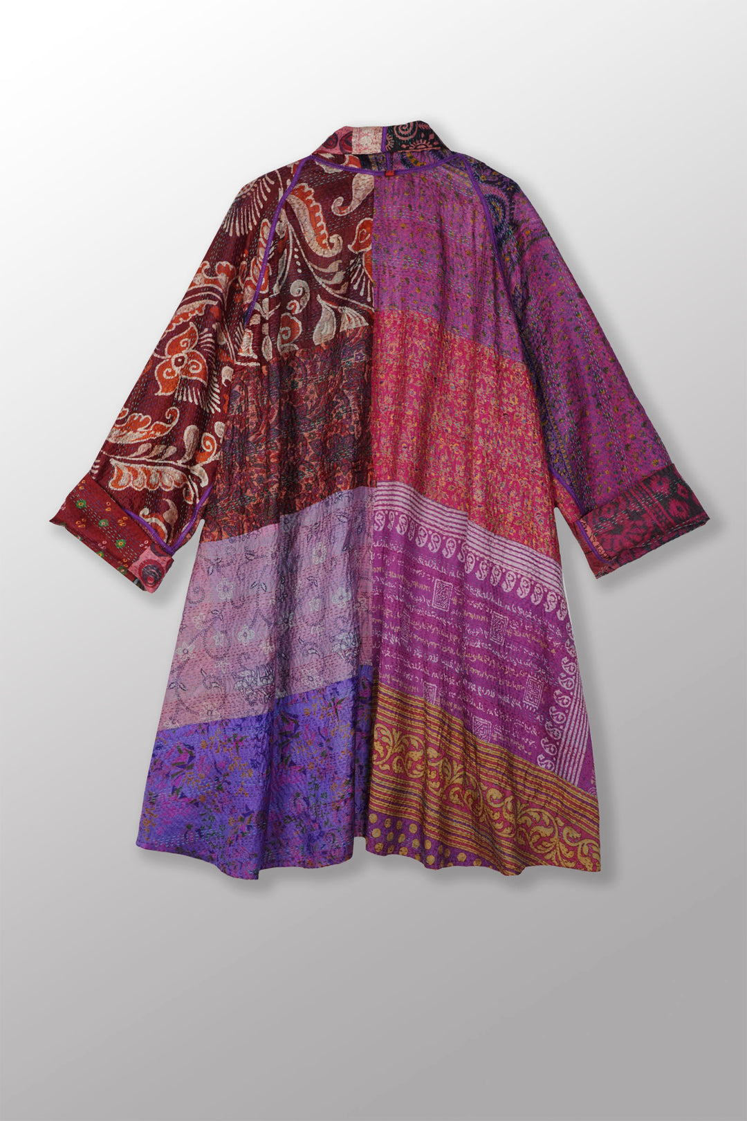 VINTAGE SILK KANTHA KIMONO LONG JKT - sv2005-0077a -