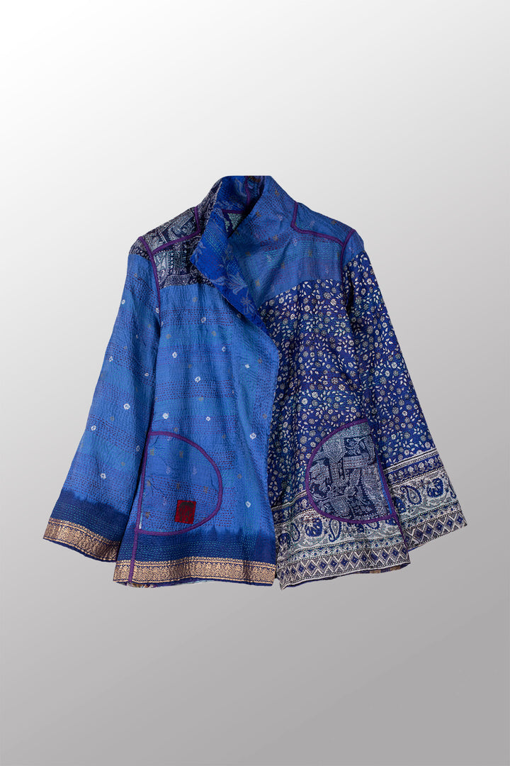 VINTAGE SILK KANTHA SHORT JKT - sv2007-0046m -