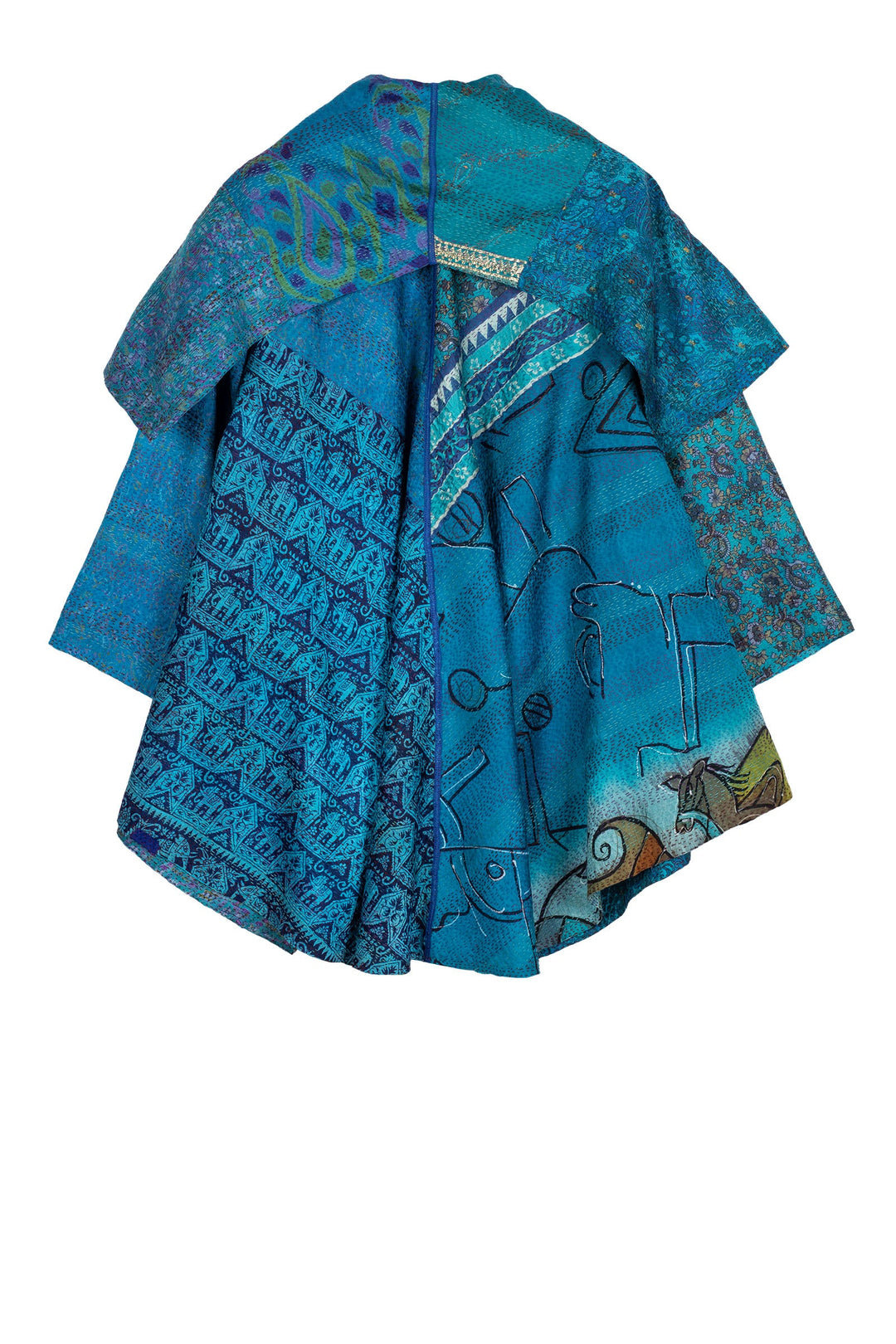 VINTAGE SILK KANTHA CIRCULAR LONG JKT - sv2009-0012a -