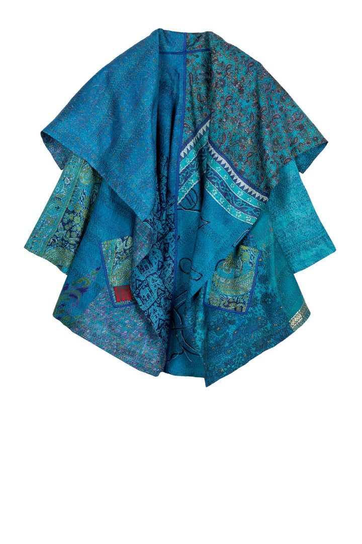 VINTAGE SILK KANTHA CIRCULAR LONG JKT - sv2009-0012a -