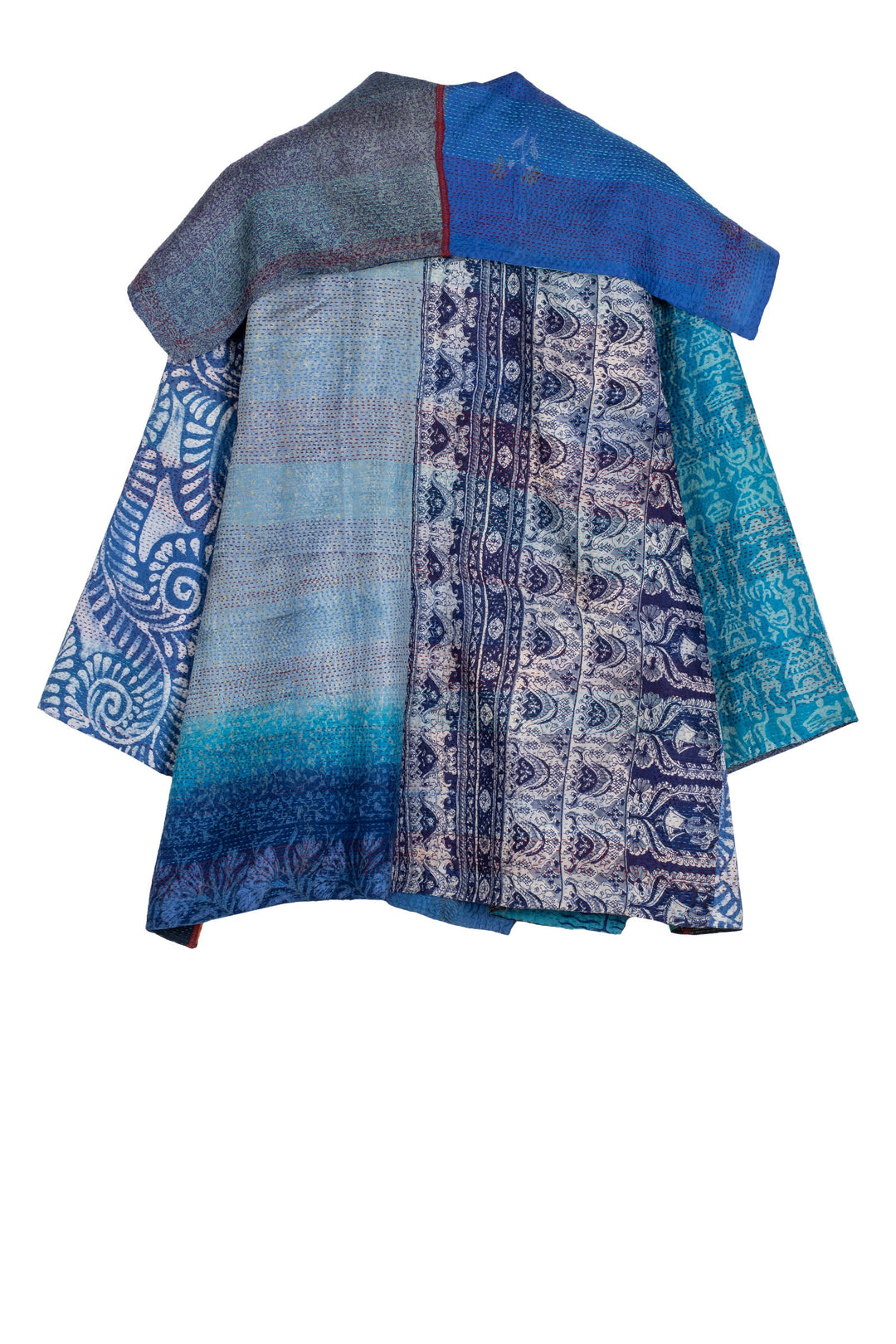 VINTAGE SILK KANTHA FLARE JKT - sv2010-0050a -