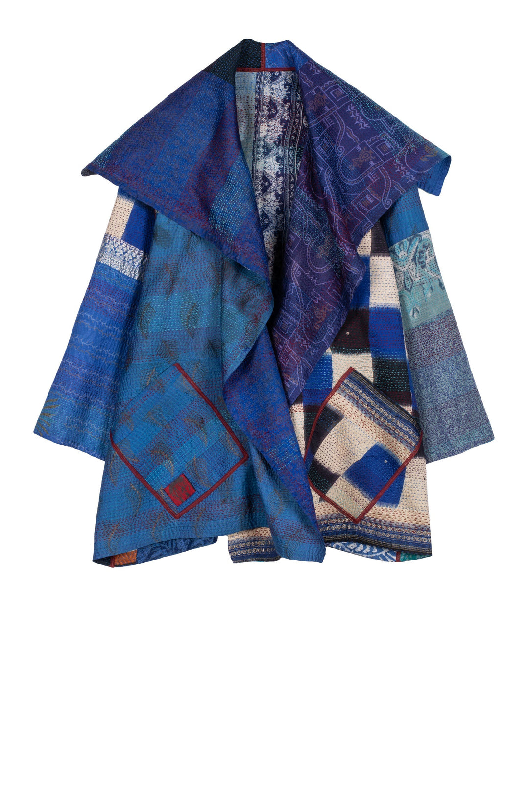 VINTAGE SILK KANTHA FLARE JKT - sv2010-0050a -