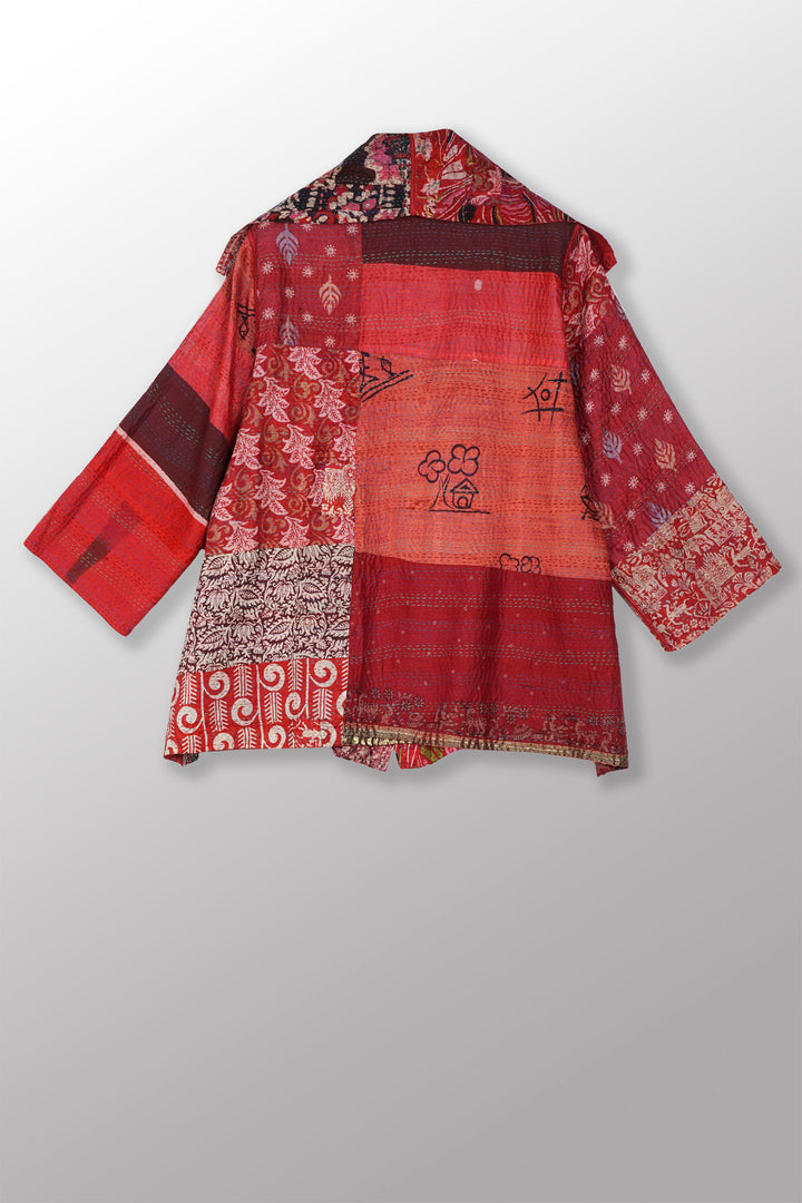 VINTAGE SILK KANTHA FLARE JKT - sv2010-0054a -