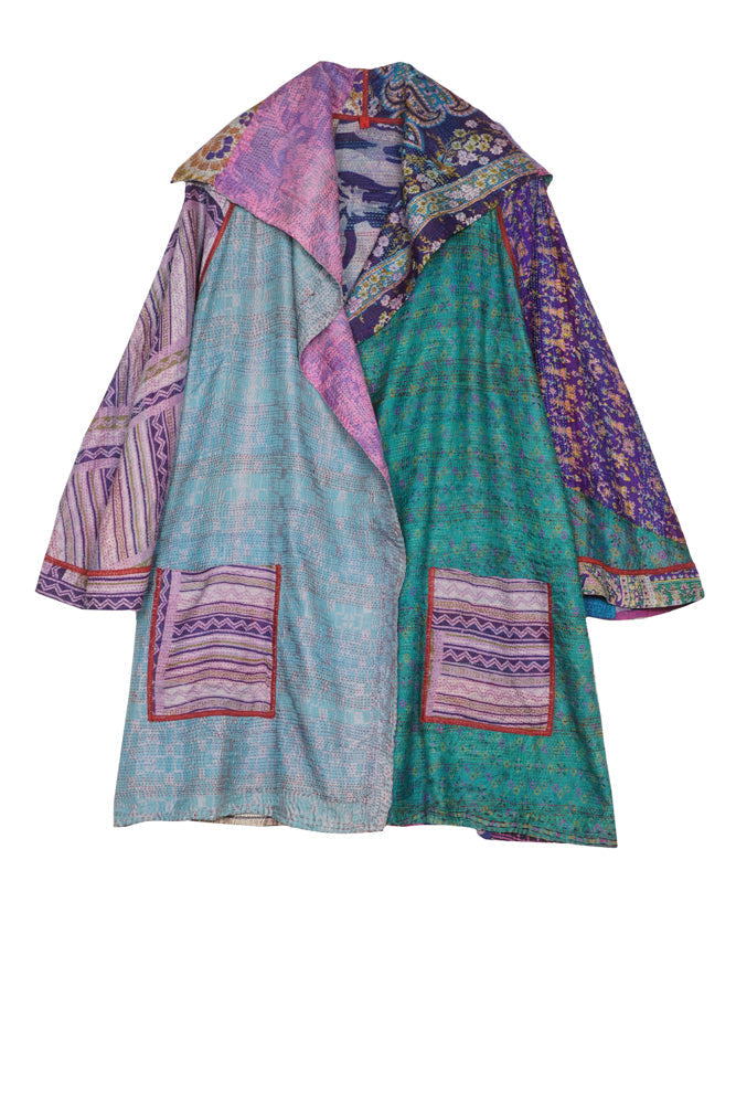 VINTAGE SILK KANTHA BACK TUCKED JKT - sv2012-0040s -