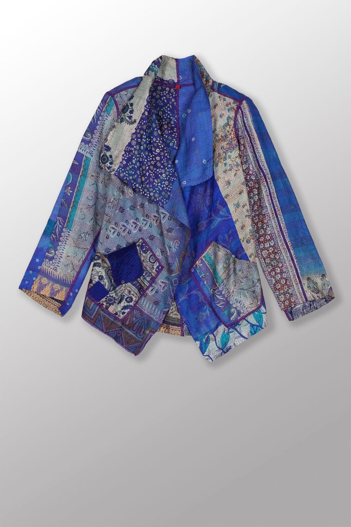 VINTAGE SILK KANTHA WING COLLAR JKT - sv2013-0038m -