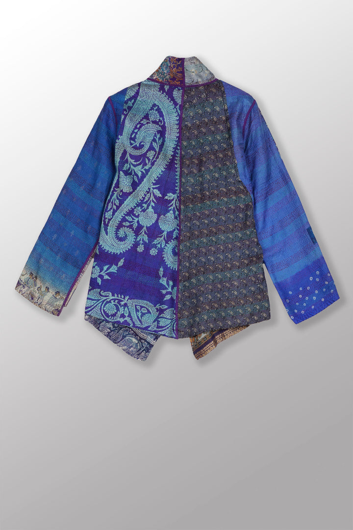 VINTAGE SILK KANTHA WING COLLAR JKT - sv2013-0038m -