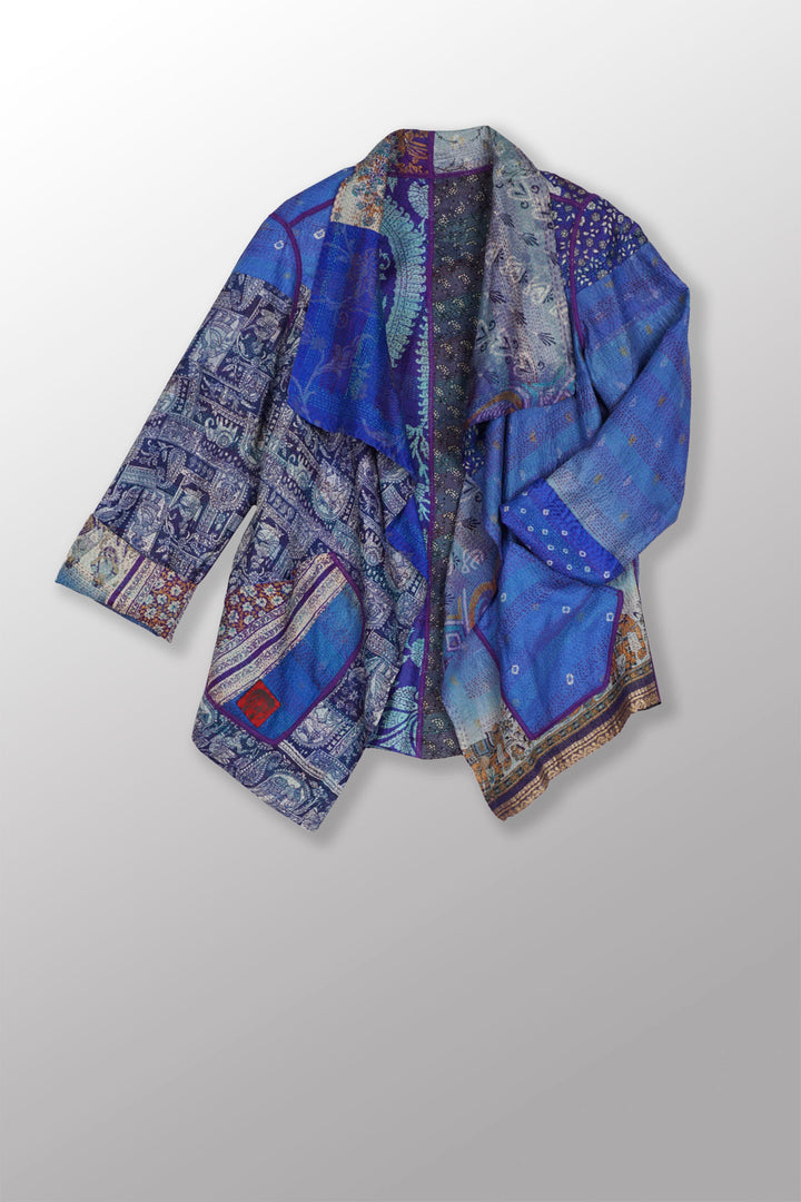 VINTAGE SILK KANTHA WING COLLAR JKT - sv2013-0038m -