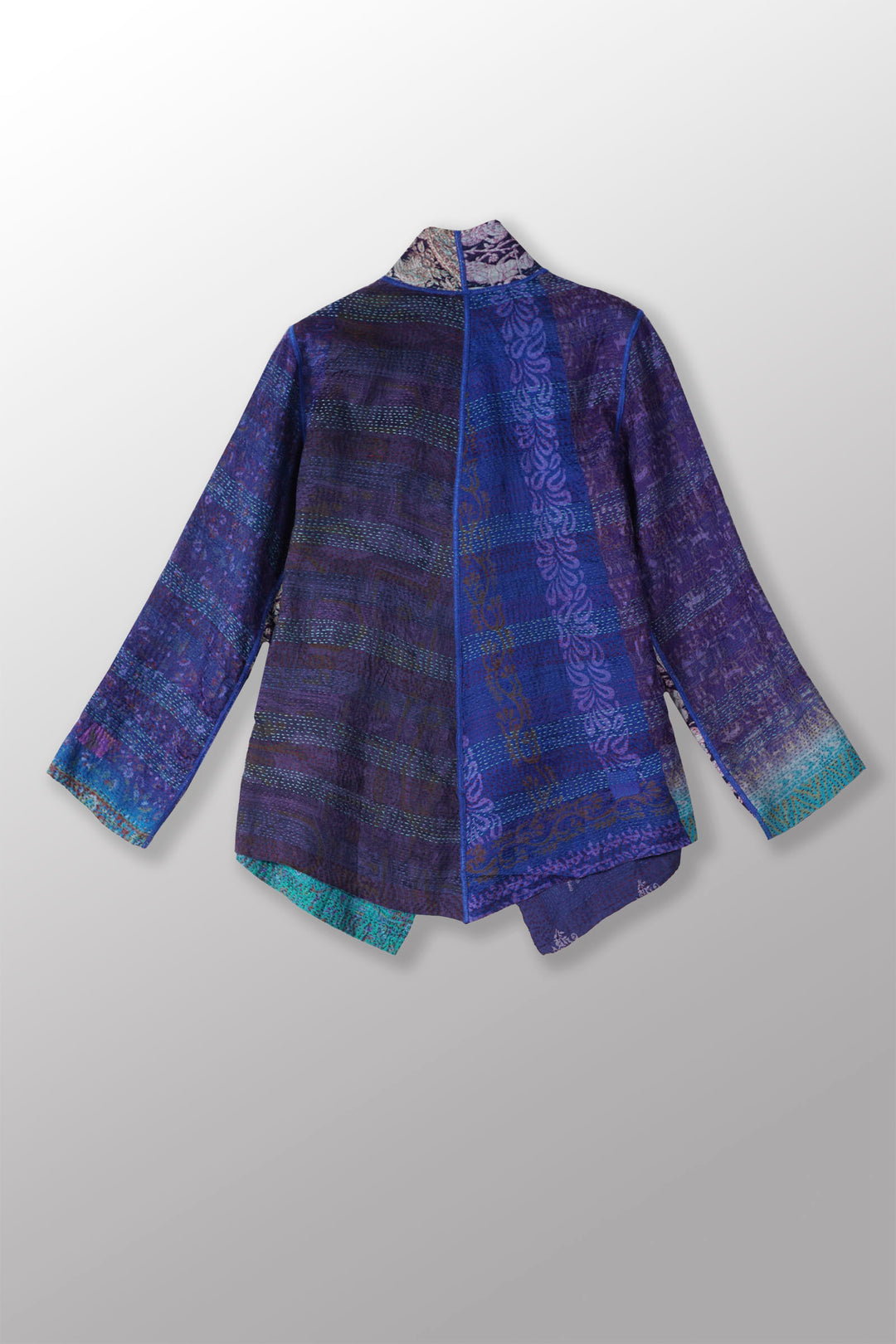 VINTAGE SILK KANTHA WING COLLAR JKT - sv2013-0039m -