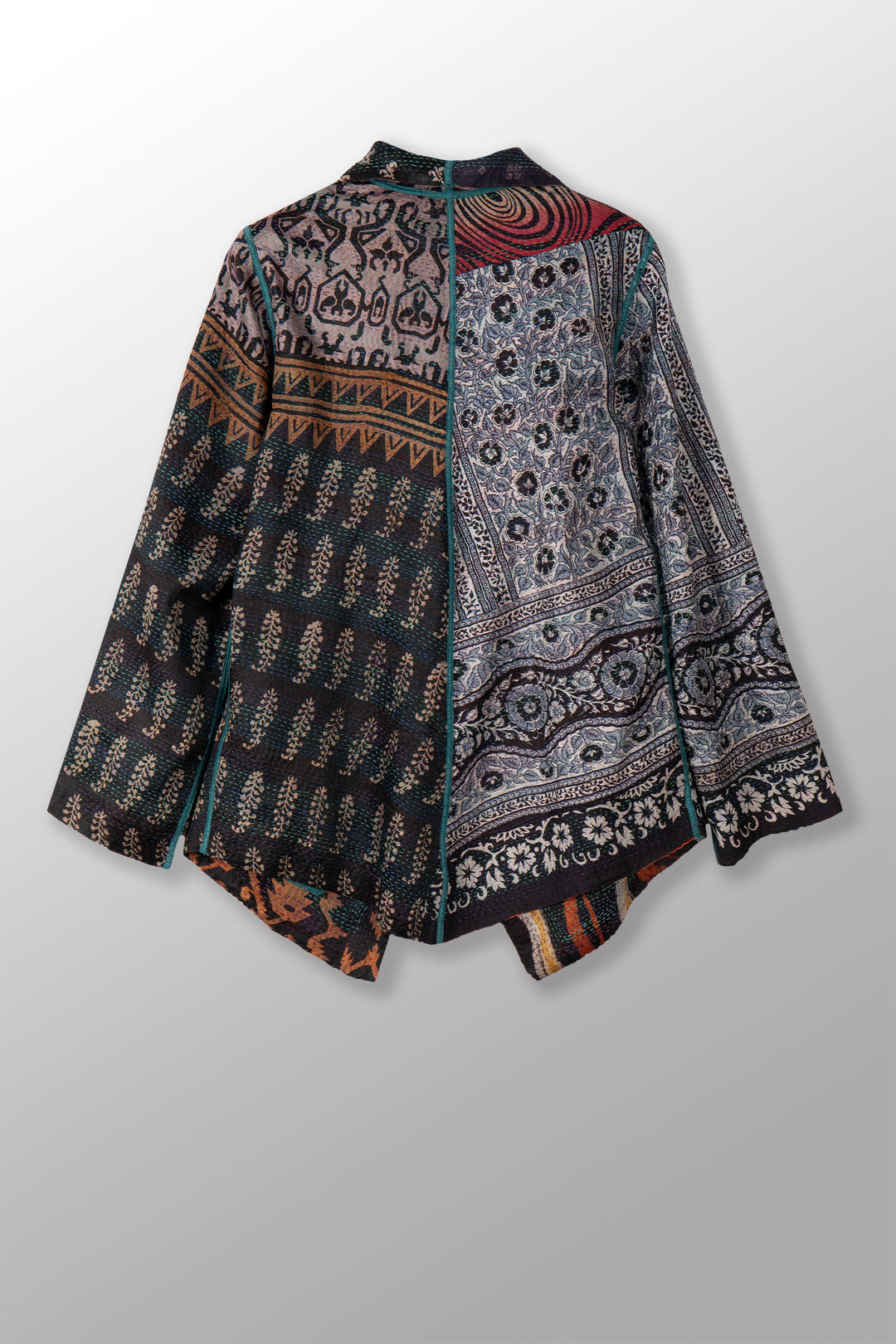 VINTAGE SILK KANTHA WING COLLAR JKT - sv2013-0040s -