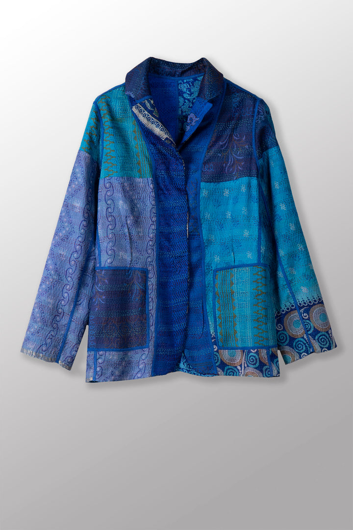 VINTAGE SILK KANTHA BASIC JACKET - sv2052-0002s -