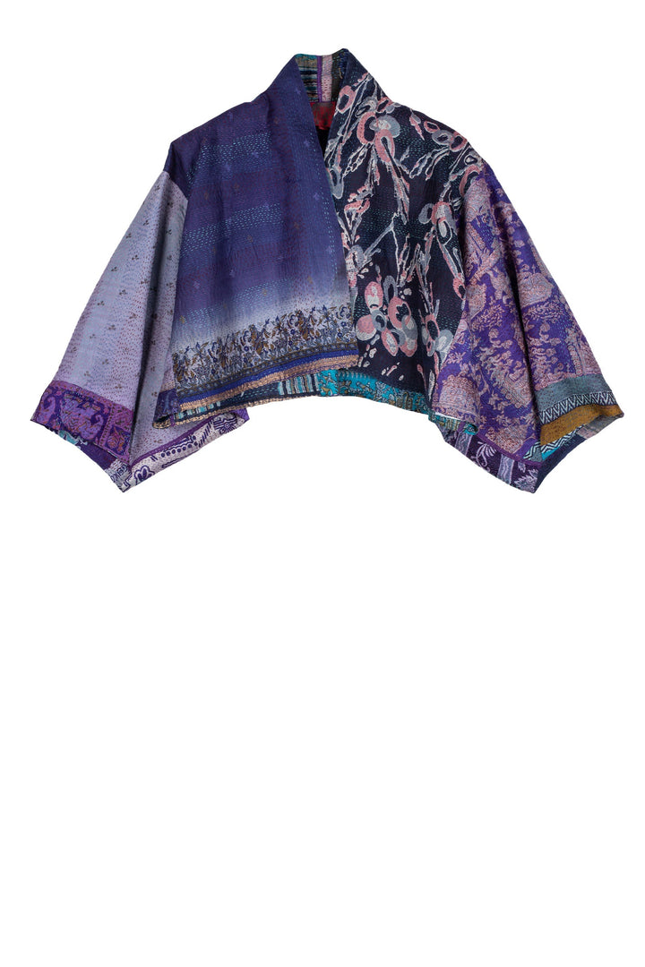 VINTAGE SILK KANTHA PUFF SLV. SHRUG - sv2062-0003a -