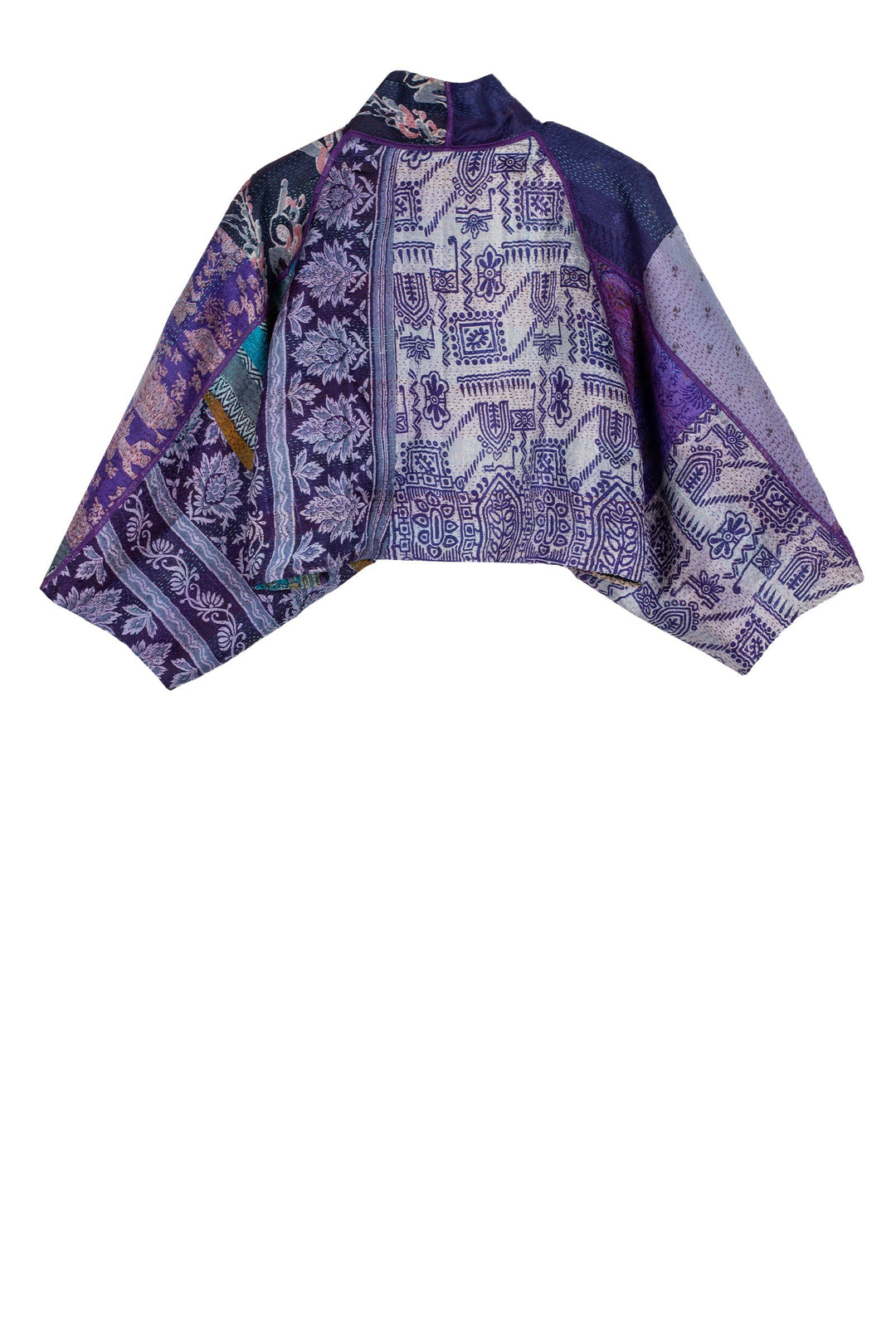 VINTAGE SILK KANTHA PUFF SLV. SHRUG - sv2062-0003a -