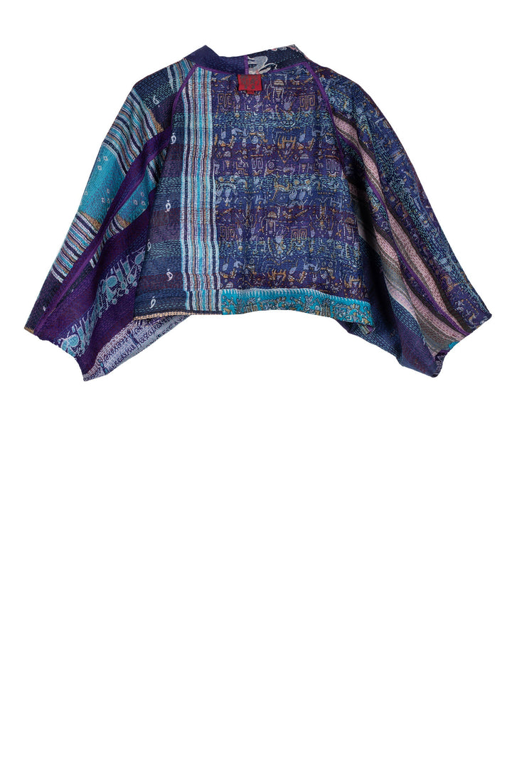 VINTAGE SILK KANTHA PUFF SLV. SHRUG - sv2062-0003a -