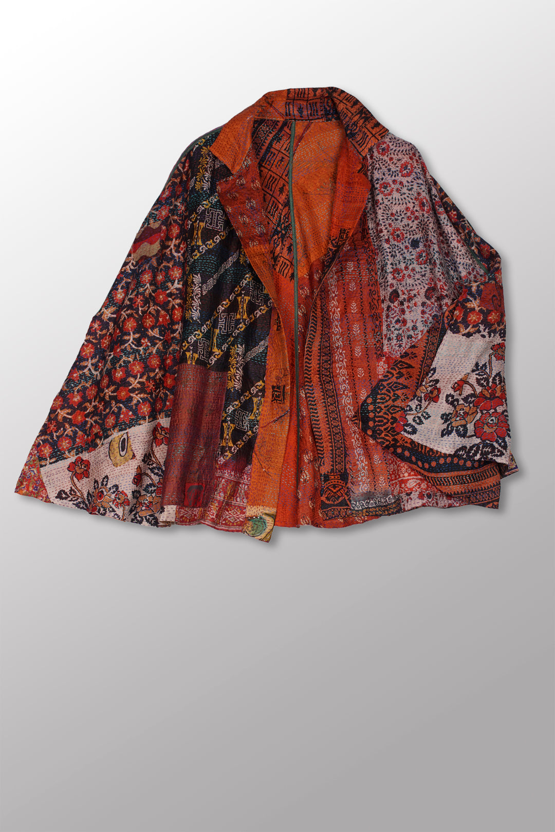 VINTAGE SILK KANTHA MANTLE - sv2069-0001a -