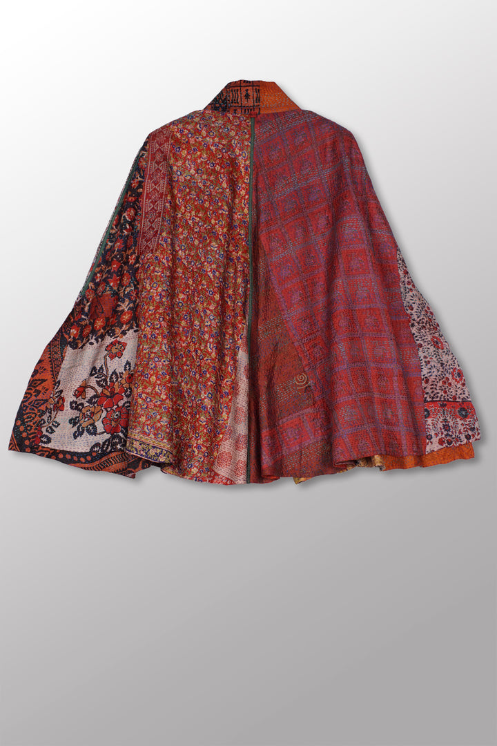 VINTAGE SILK KANTHA MANTLE - sv2069-0001a -