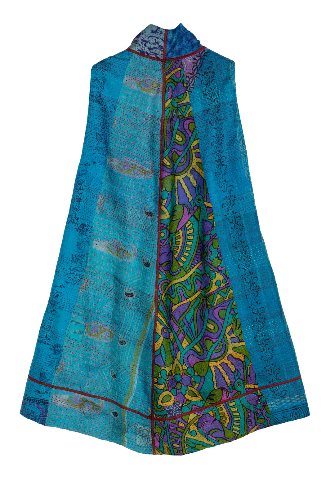 VINTAGE SILK KANTHA A-LINE VEST - sv2203-0023a -