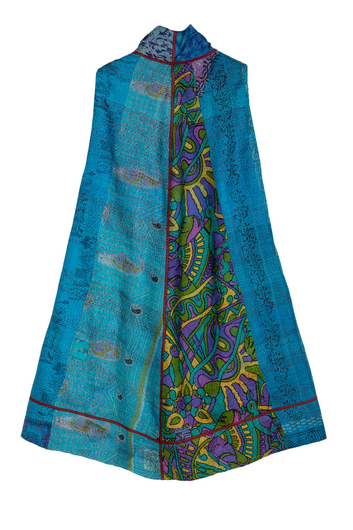 VINTAGE SILK KANTHA A-LINE VEST - sv2203-0023a -