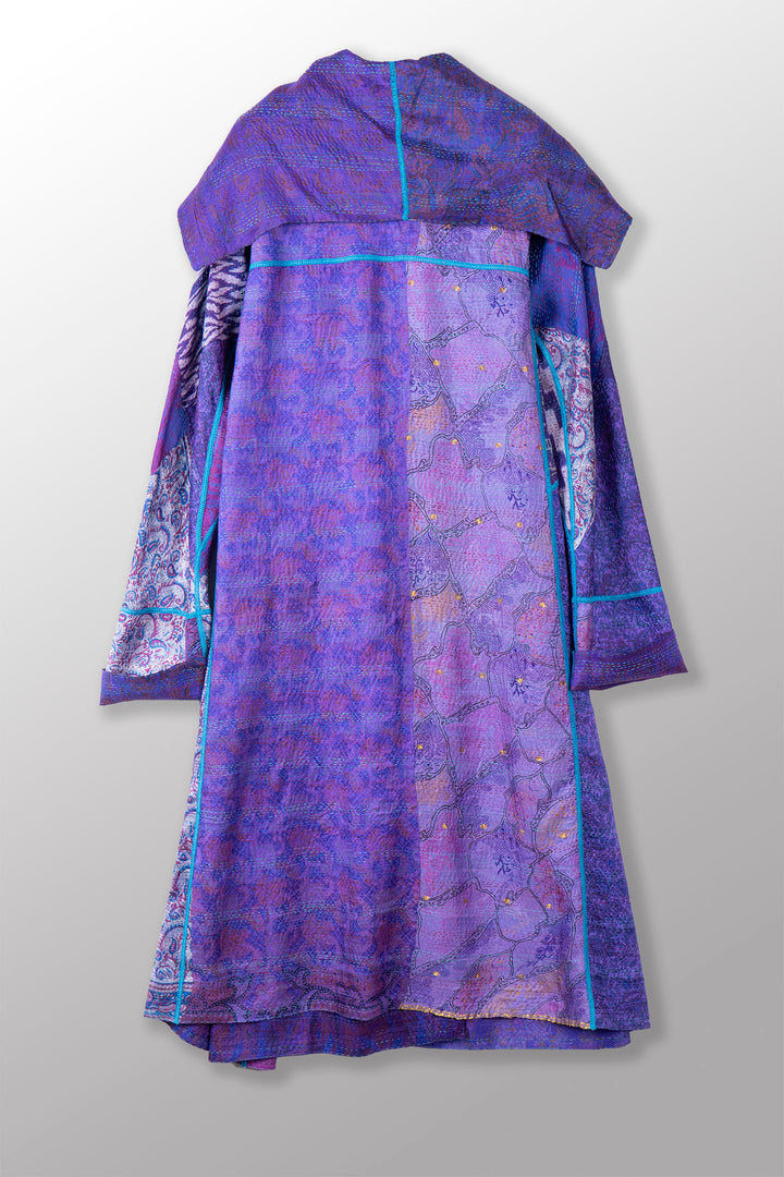 VINTAGE SILK KANTHA A-LINE LONG COAT - sv2302-0089a -